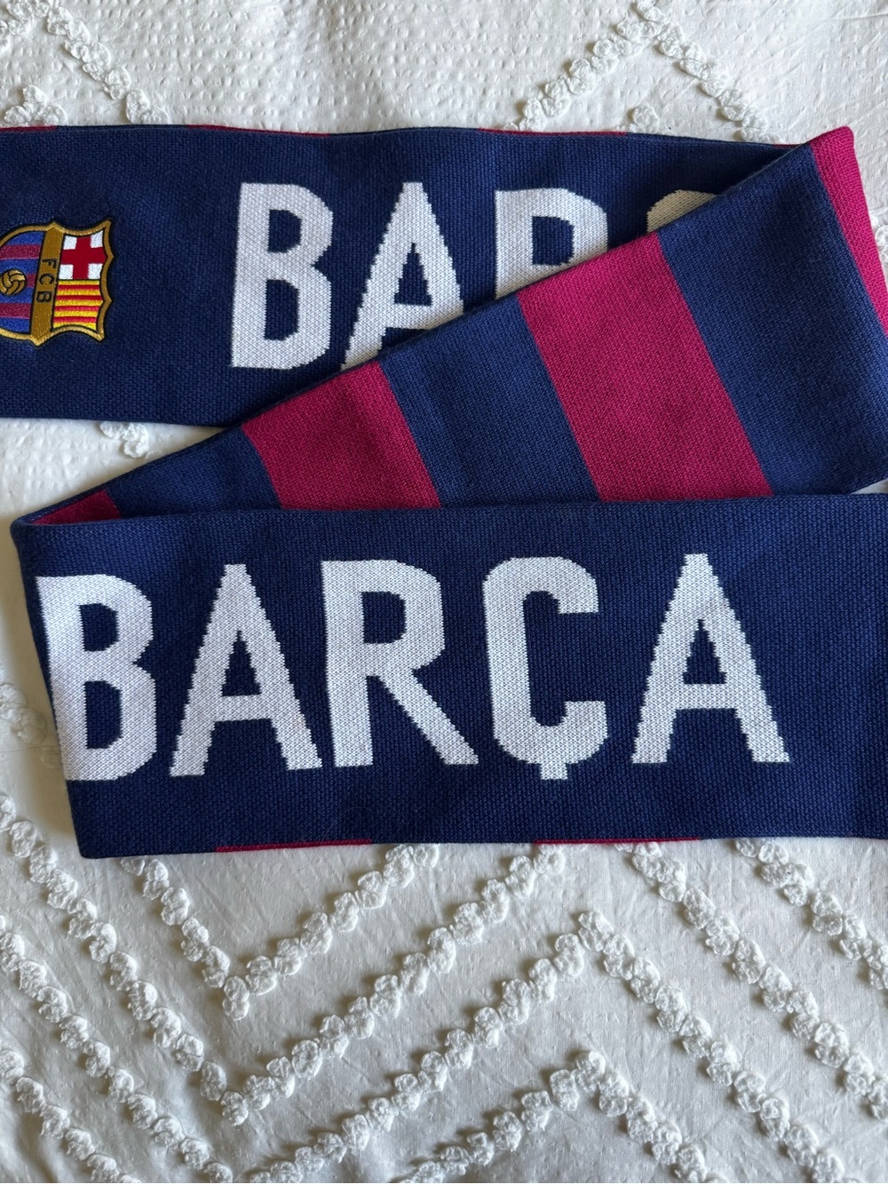 Nike FC Barcelona Navy and Maroon BARÇA Scarf with Yellow Swoosh